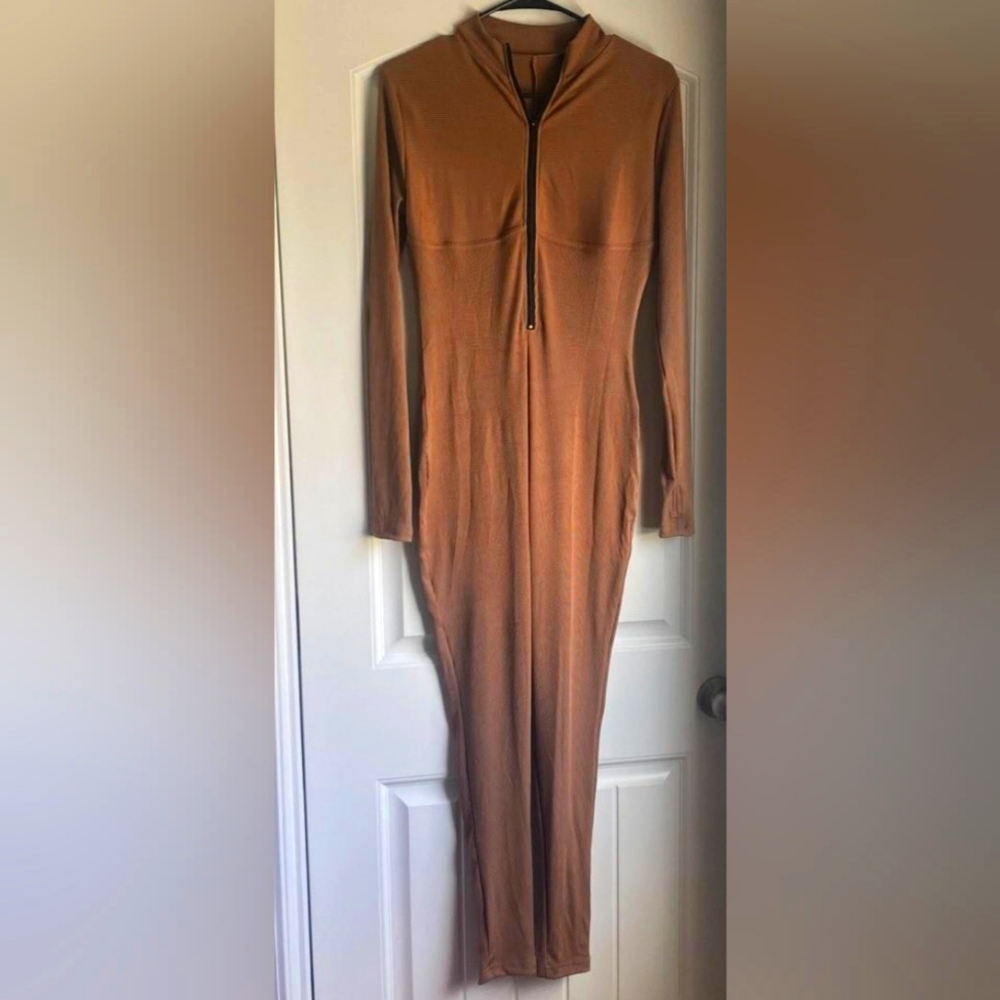 Brown fitted jumpsuit
